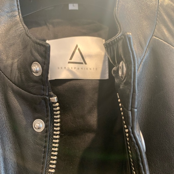 SERGE PARIENTE LEGEND 100% SHEEP BLACK LEATHER JACKET MOTO BOMBER ROCK N ROLL L - Picture 5 of 8